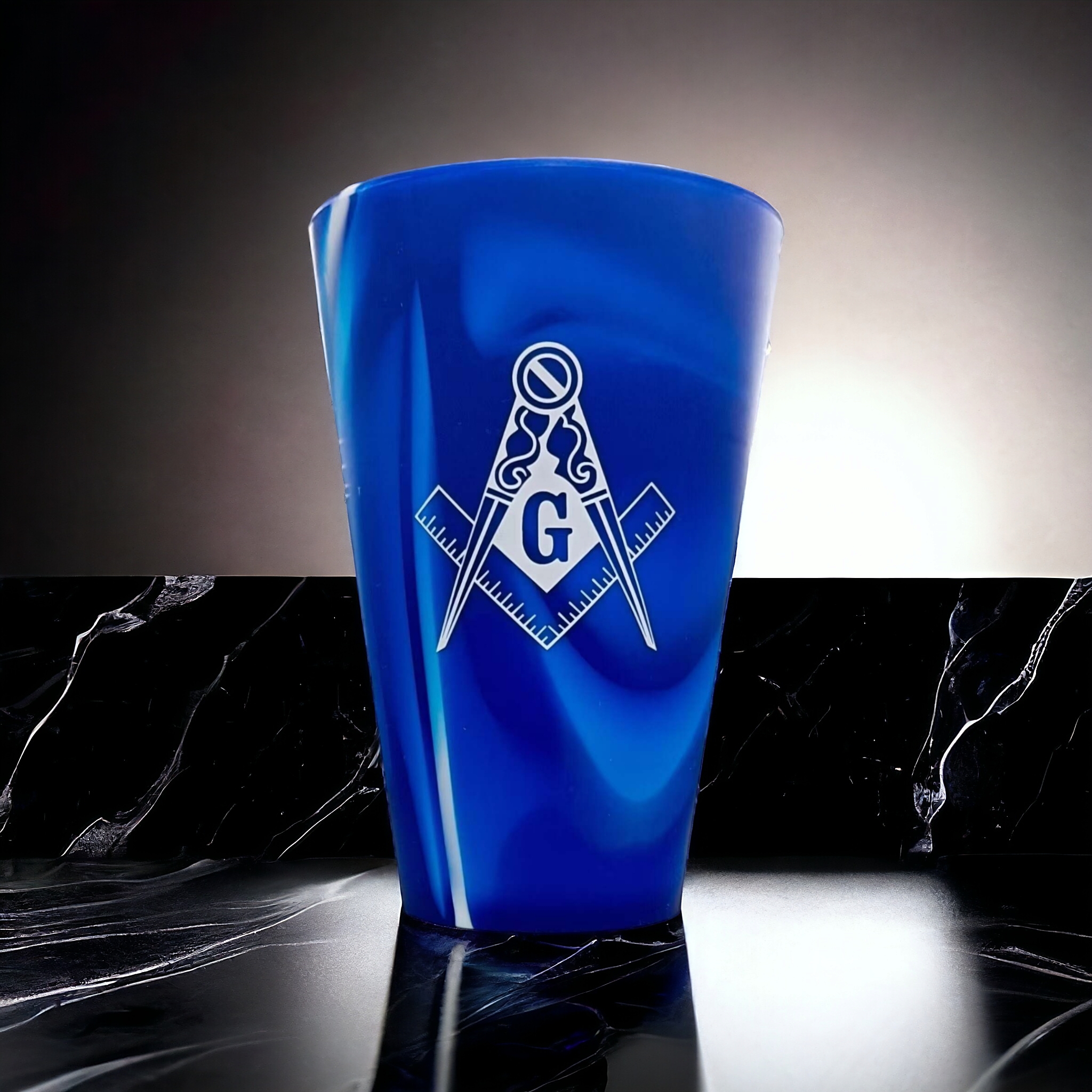 Mastum100 Blue And White Masonic Silicone Cup Marble
