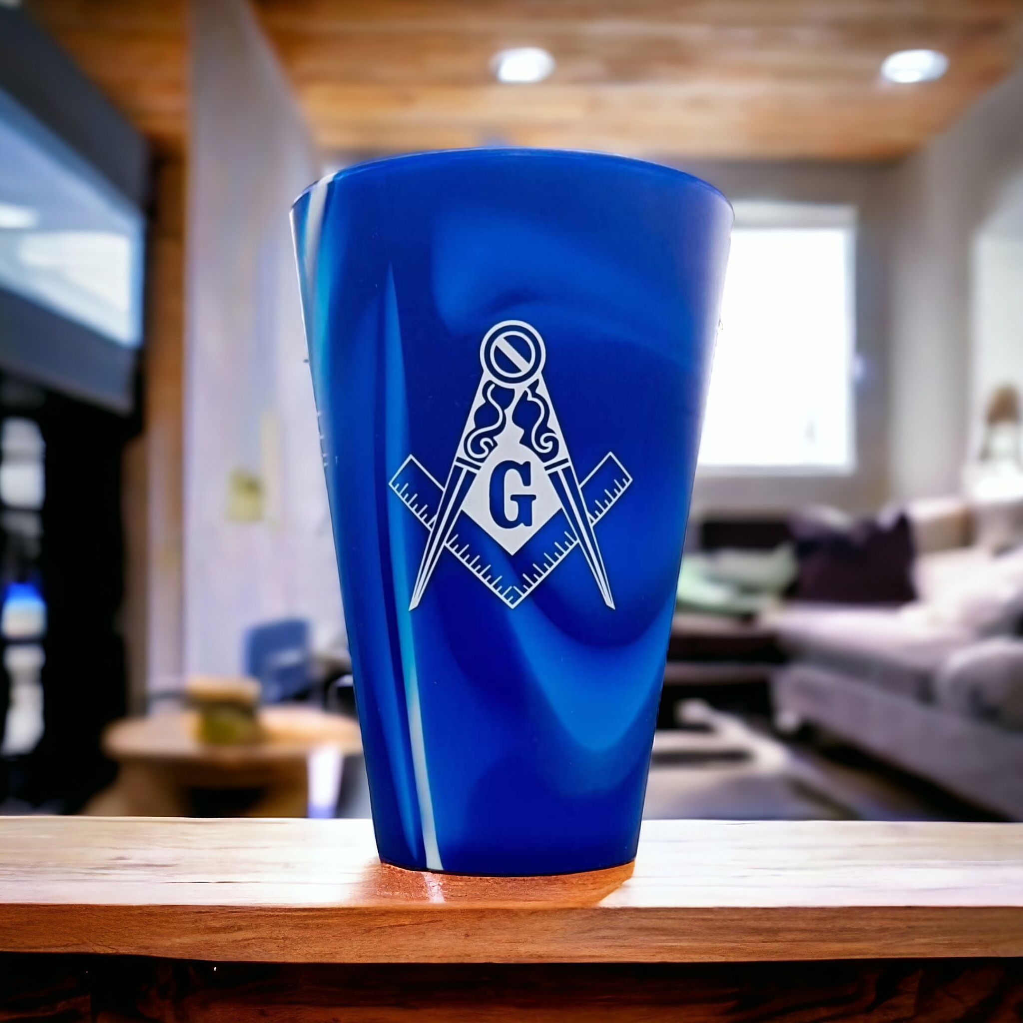 Mastum100 Blue And White Masonic Silicone Cup Table