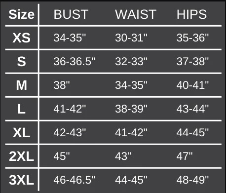 Flag Women Size Chart