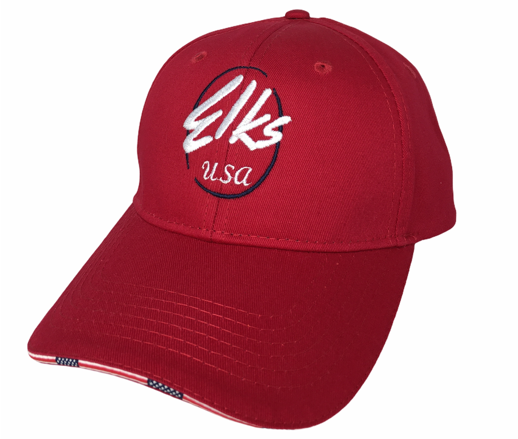 32embf Americana Flag Hat Elks Front Red